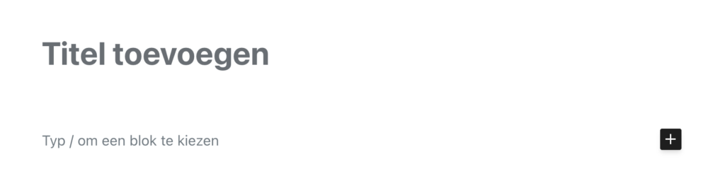 De tekst ‘titel toevoegen’ in de block-editor van WordPress. In dit veld vul je de paginatitel in.
